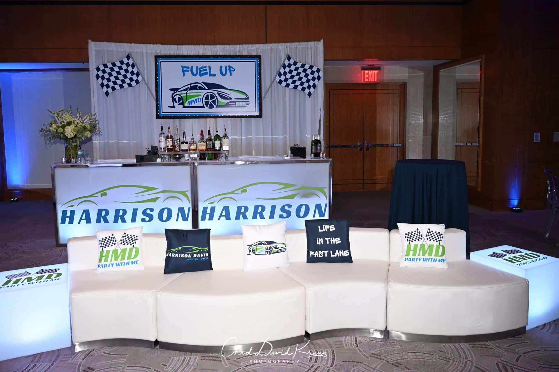Car Theme LED Bar Mitzvah Lounge at the Opus White Plains