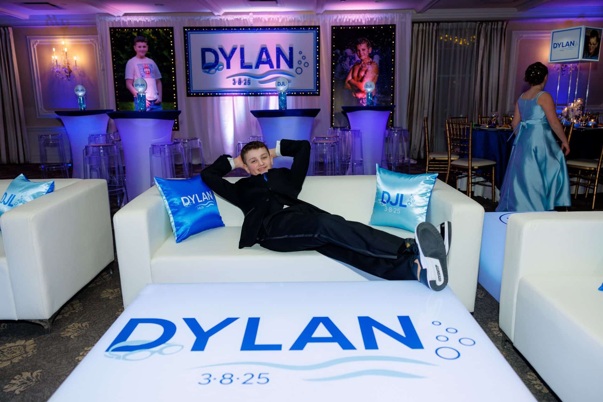 Custom LED Lounge for Swim Themed Bar Mitzvah at The Park Savoy
