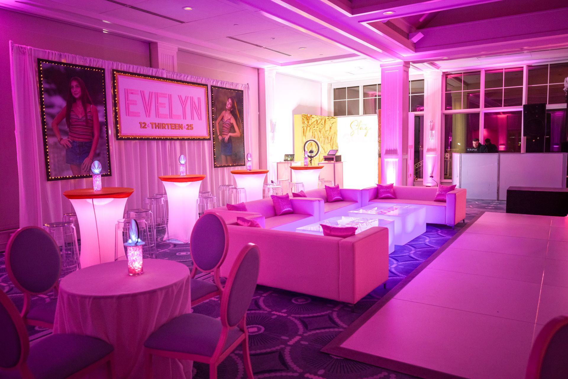 Hot Pink LED Lounge for Bat Mitzvah