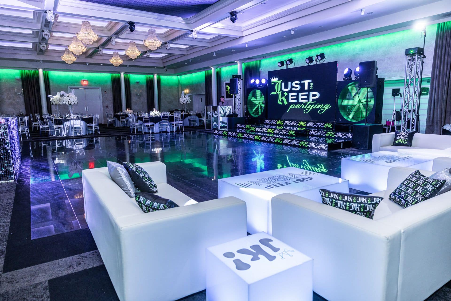 Custom LED Lounge for a Bat Mitzvah at Mulino's at Lake Isle