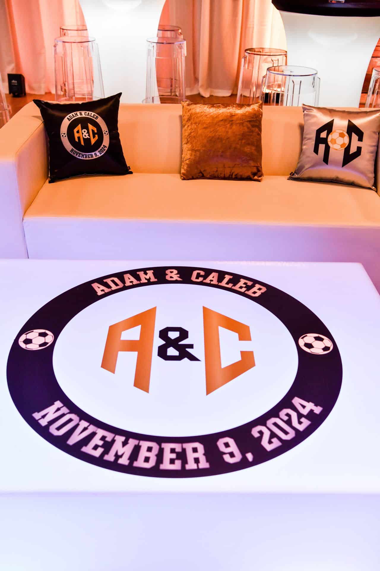 LED Table with Logo for Soccer Themed Bar Mitzvah