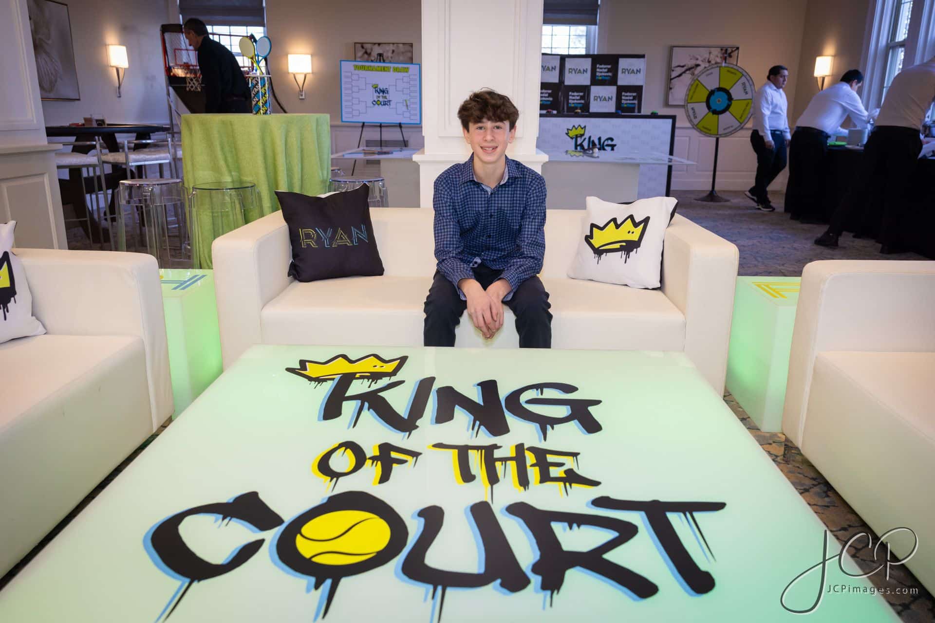 Custom LED Lounge for a Tennis Theme Bar Mitzvah at Fairview Country Club