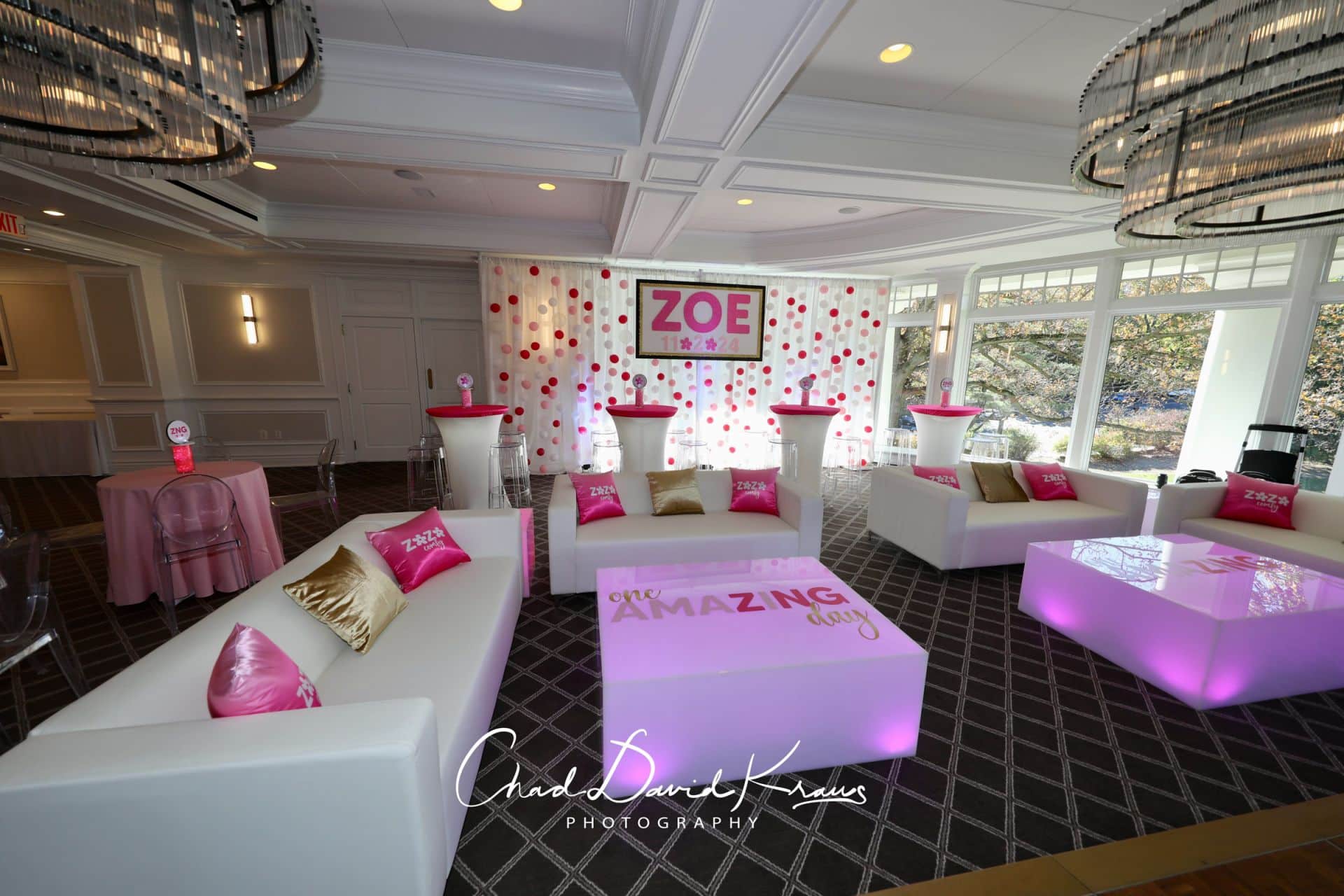 Custom LED Lounge for a Bat Mitzvah at Scarsdale Golf Club Lounge
