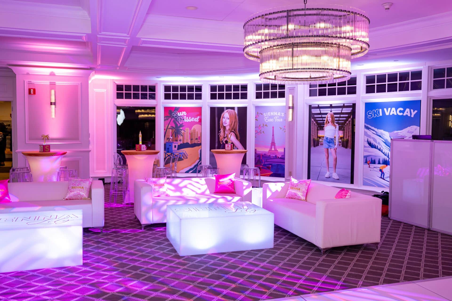 LED Lounge for a Travel Theme Bat Mitzvah at Scarsdale Golf Club
