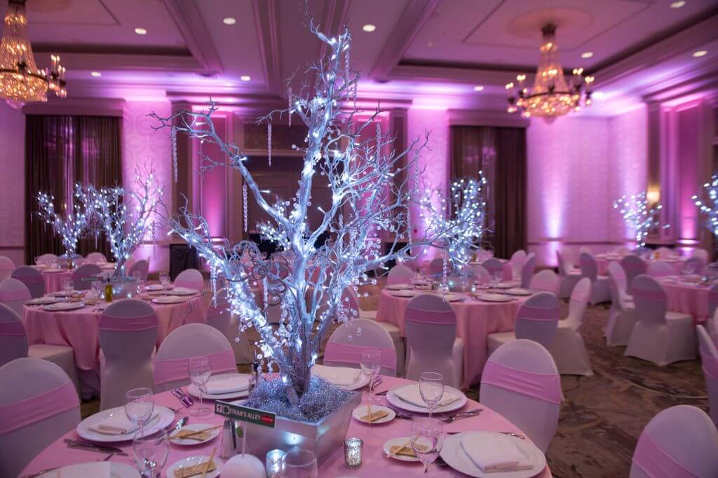 Winter Tree Centerpiece with Crystals, Icicles and LED Lighting