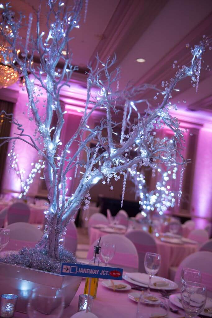 Winter Tree Centerpiece with Crystals, Icicles and LED Lighting