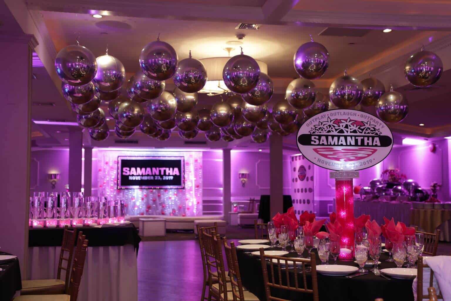 Survivor Themed Bat Mitzvah Centerpiece with Custom Logo at Westchester Manor