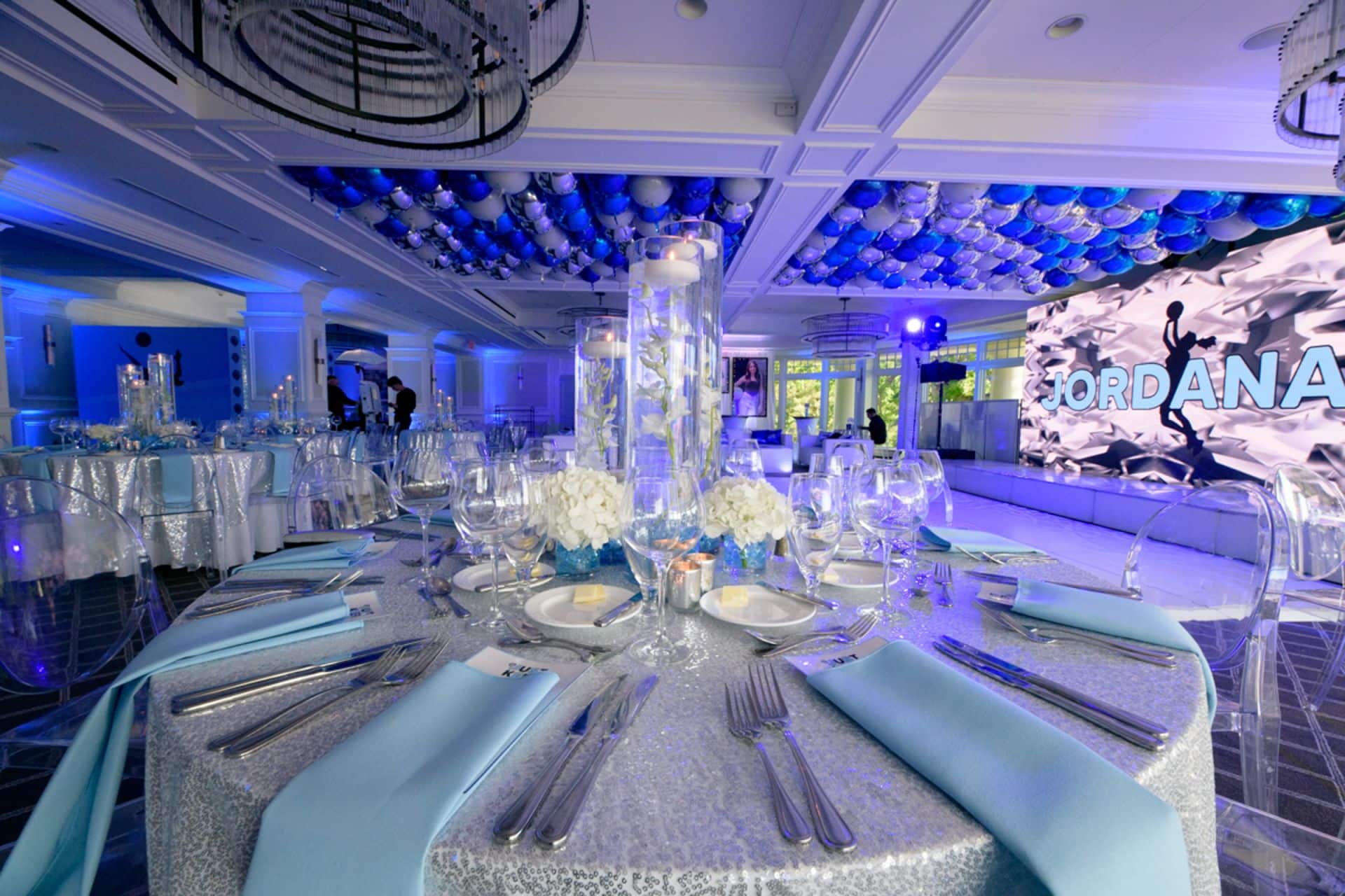 LED Orchid Centerpieces with Hydrangeas