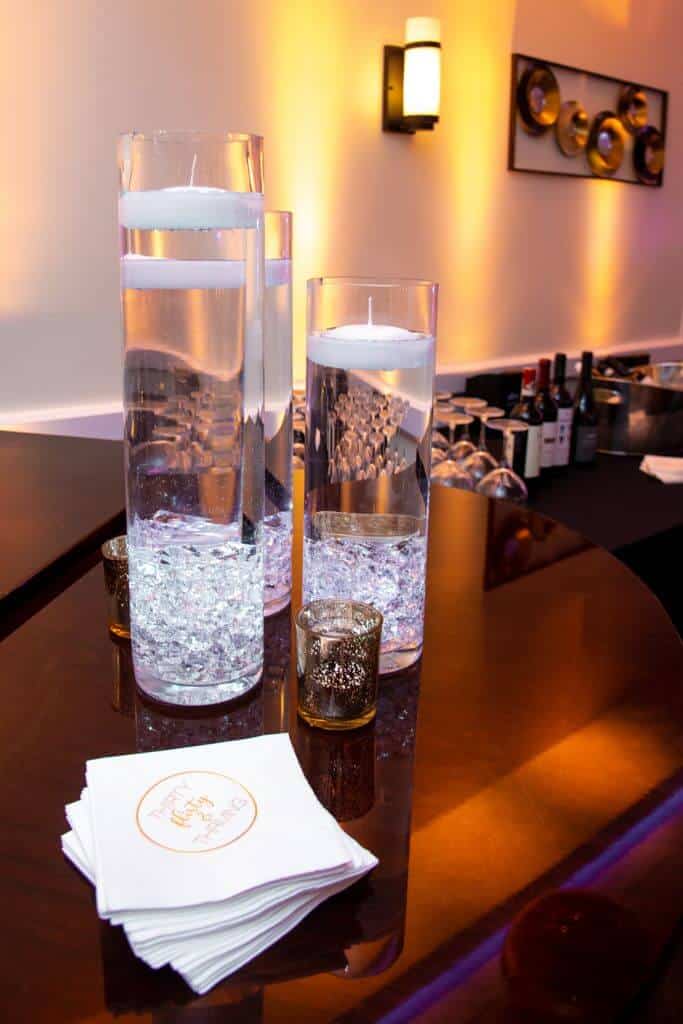 LED Centerpieces with Floating Candles for Bar