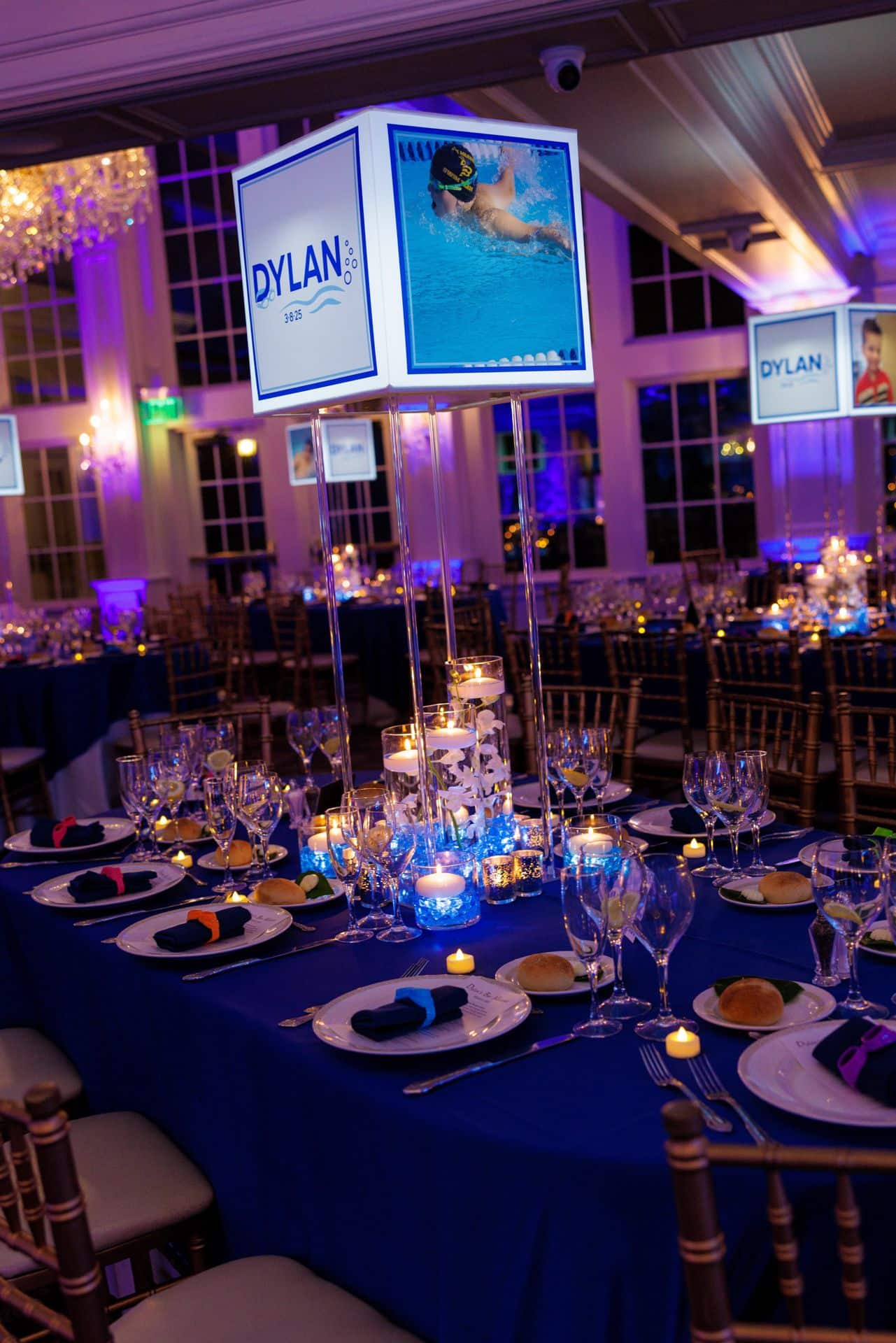 Custom Lampshade Centerpiece with Led Orchid Cylinders