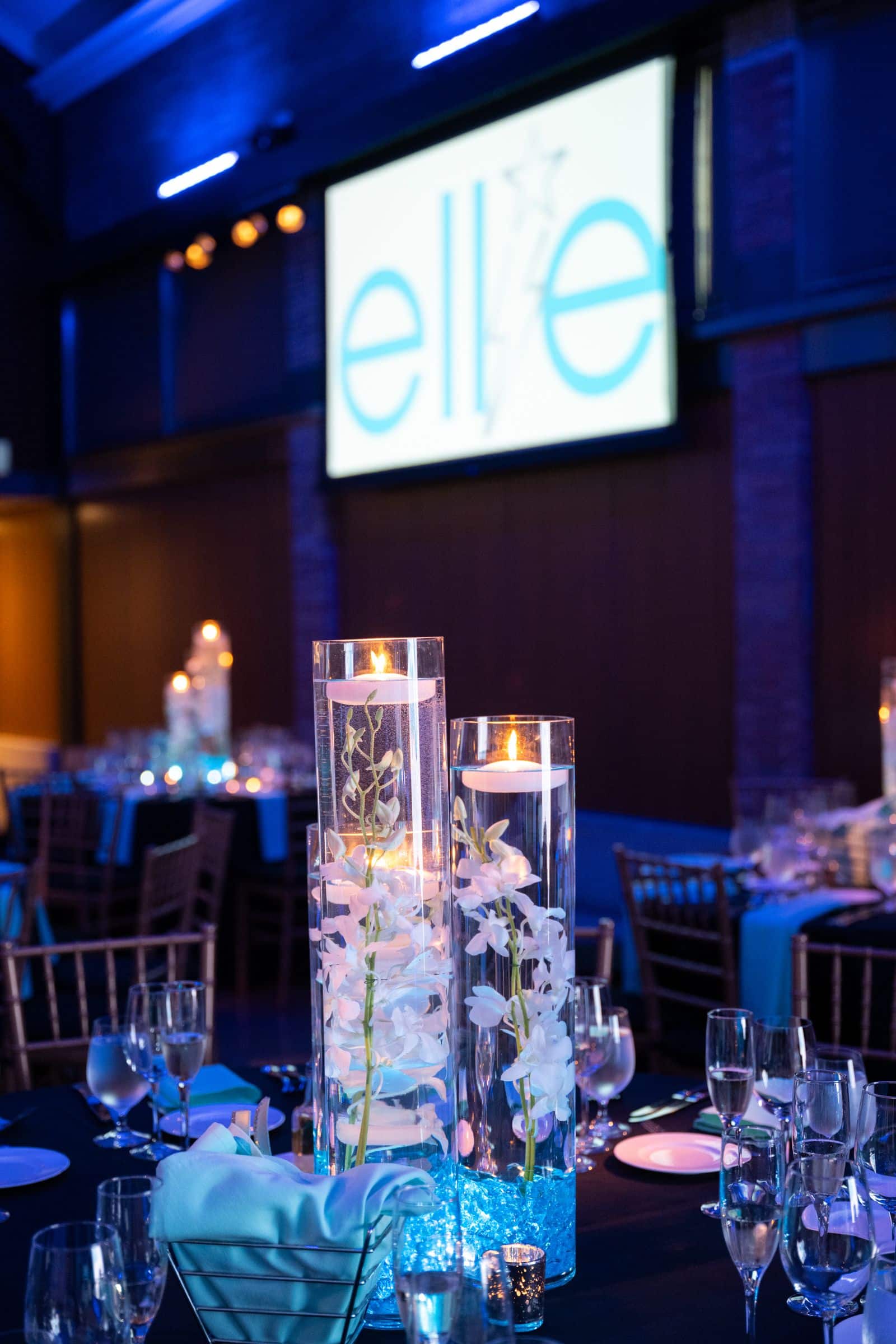 LED Orchid Centerpiece with Light Blue Gems