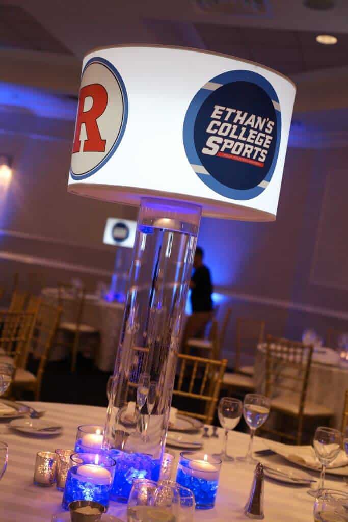 Sports Themed Lampshade Centerpiece with College Logos