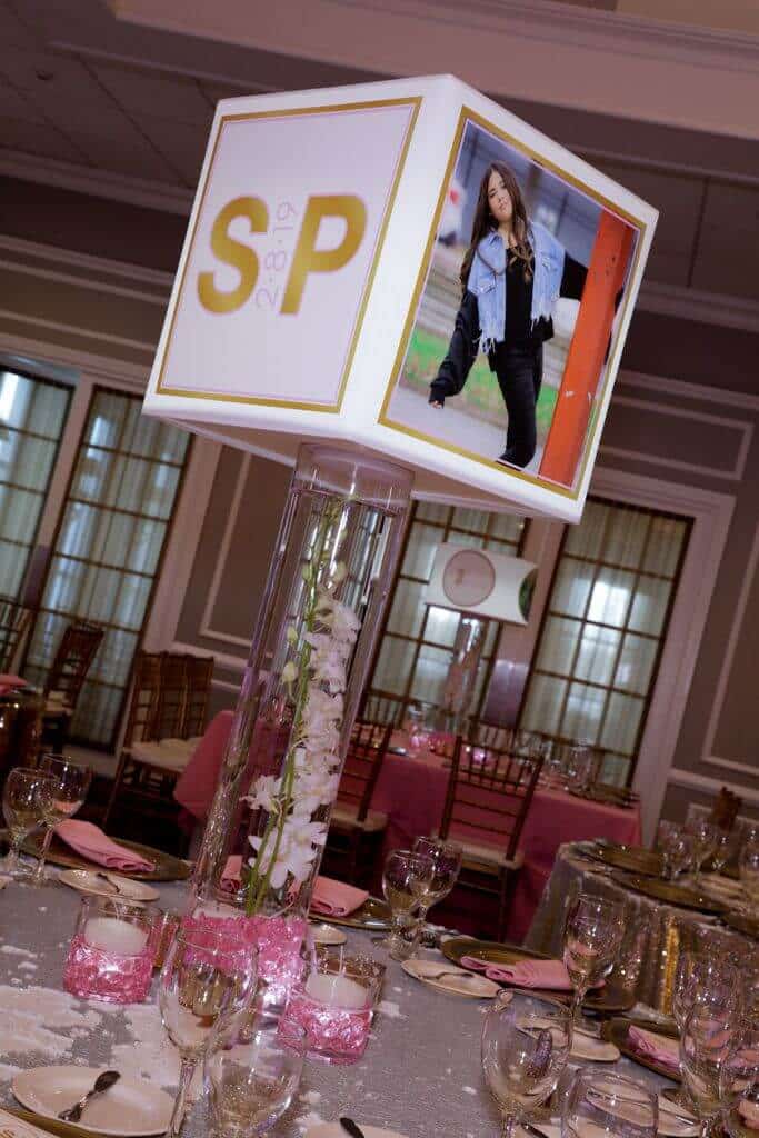 Bat Mitzvah Lampshade Centerpiece with Custom Logo and Photos