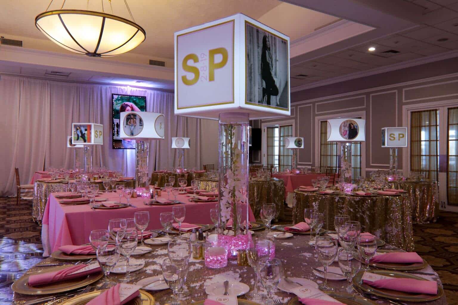 Bat Mitzvah Lampshade Centerpiece with Custom Logo and Photos