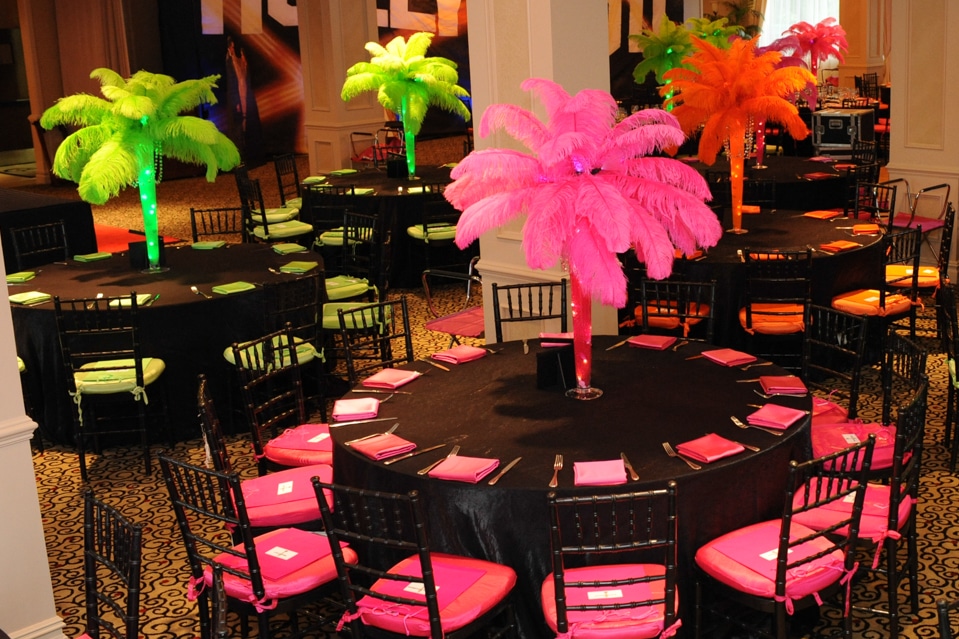 Hollywood Themed Feather Plume Tree Centerpieces