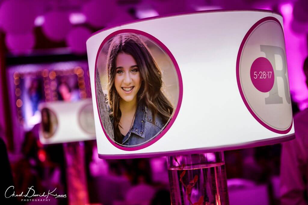 LED Lampshade Centerpiece with Custom Logo and Photos