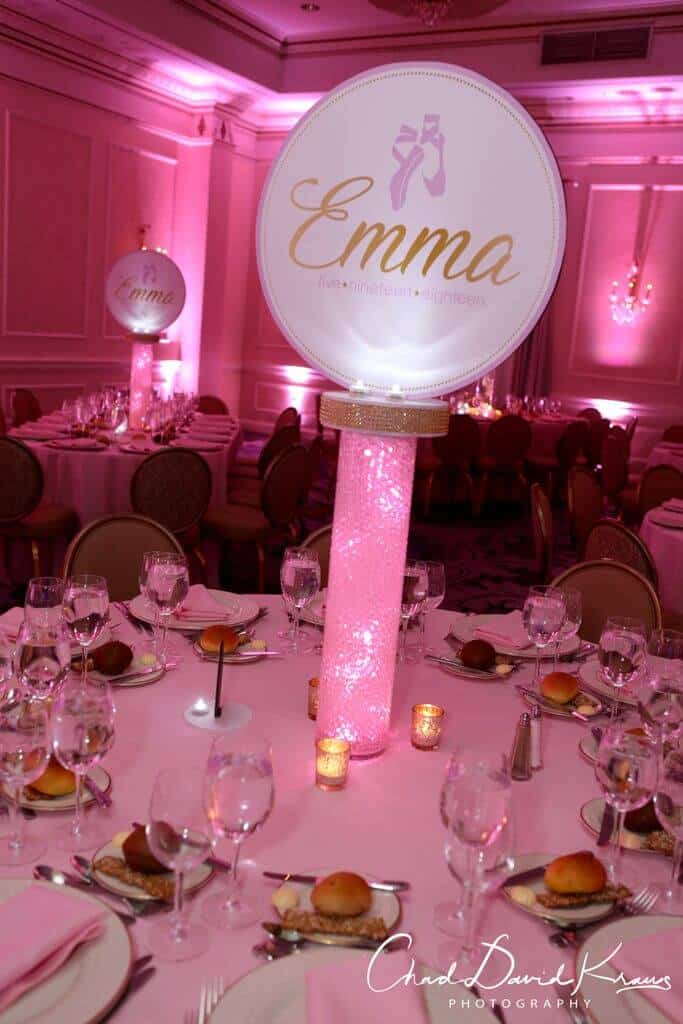 LED Dance Themed Centerpiece with Custom Logo