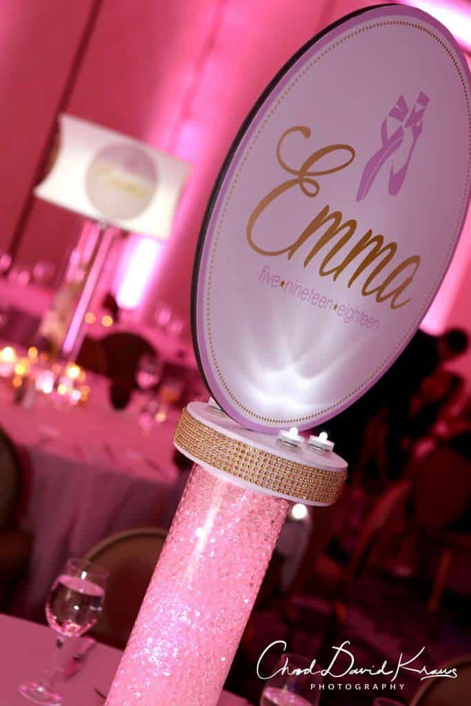 LED Dance Themed Centerpiece with Custom Logo
