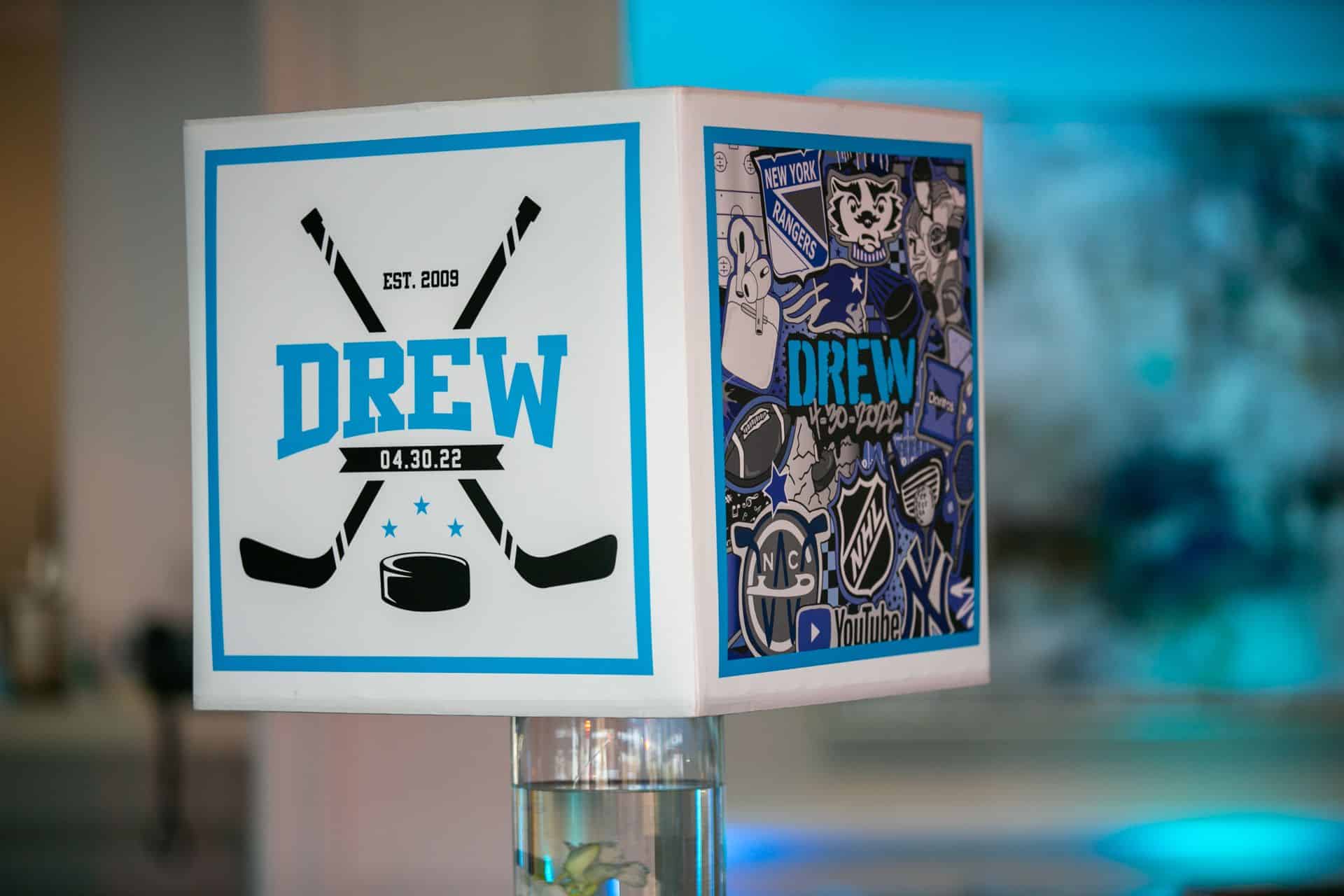 LED Lampshade Centerpiece with Custom Logo and Kicks by Sammy Collage