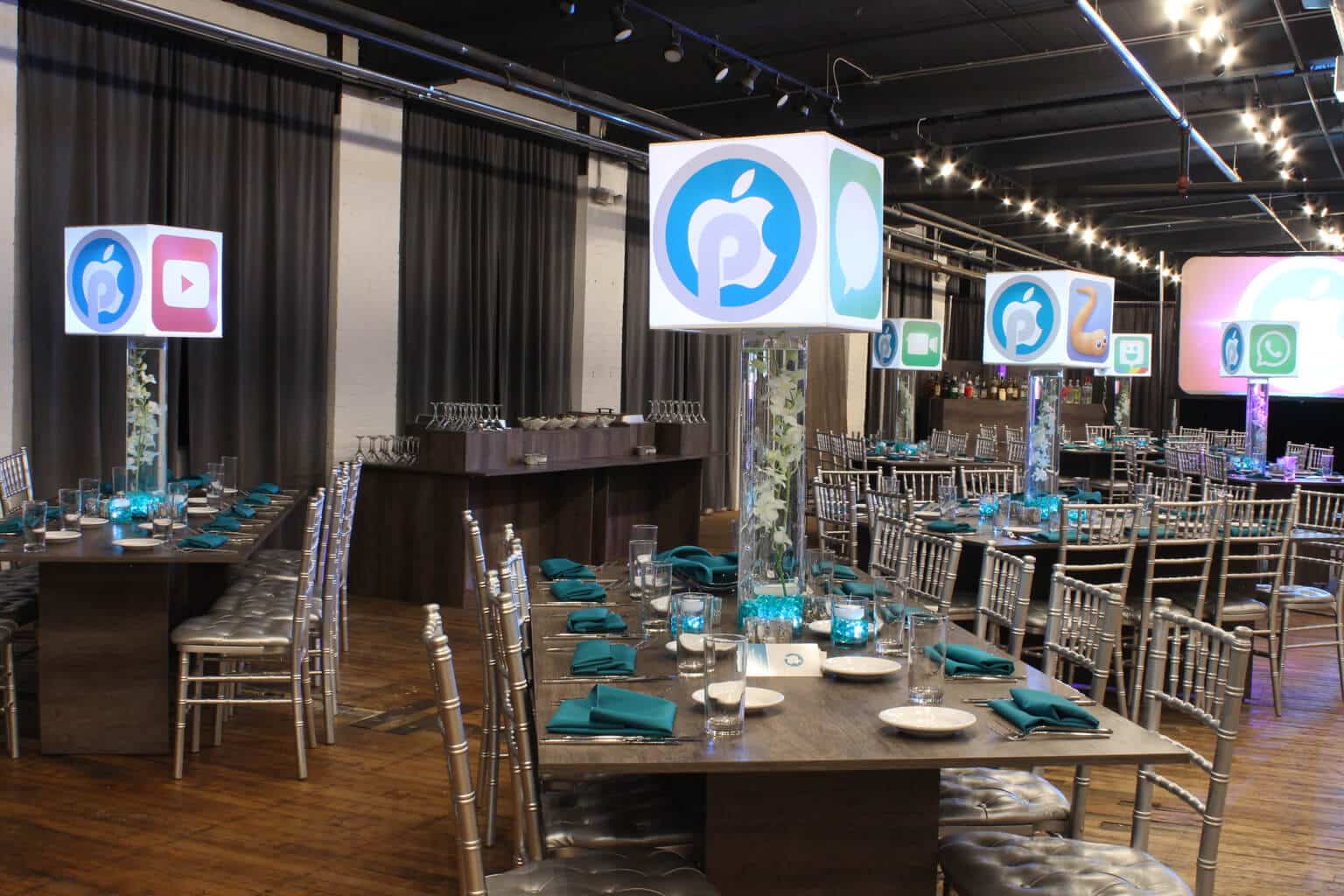 LED Lampshade Centerpiece with Custom Logo and Apps at Factory 220