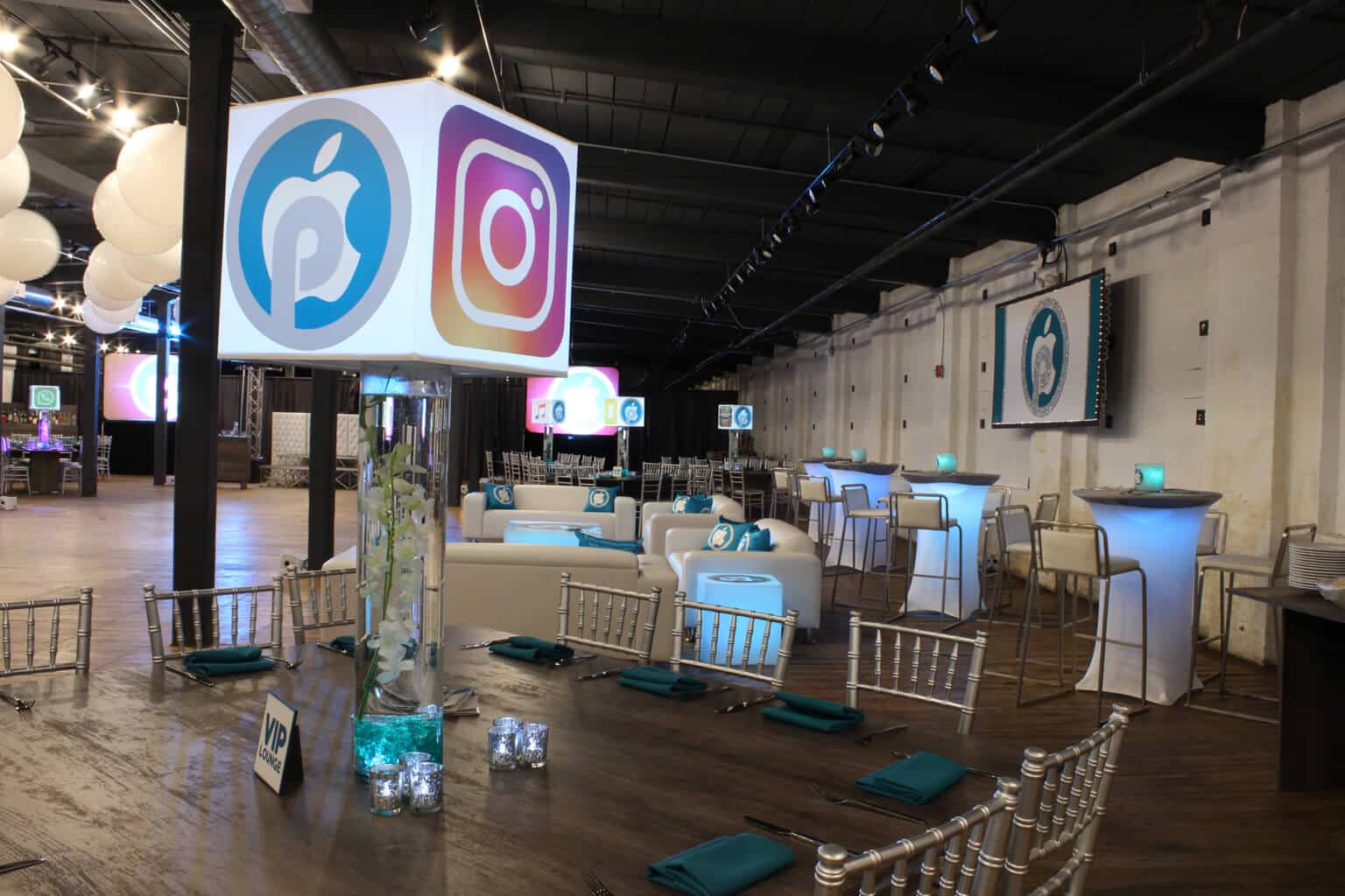 LED Lampshade Centerpiece with Custom Logo and Apps at Factory 220