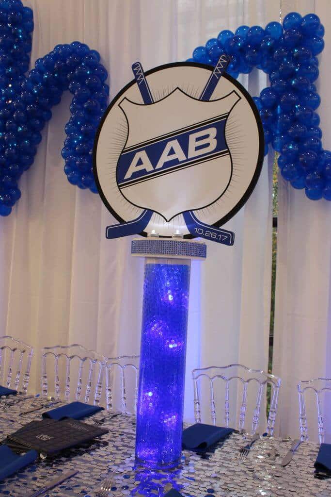 Hockey Logo Centerpiece with LED Cylinder & Gems