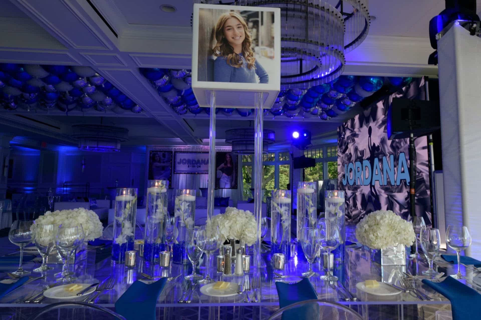 Custom LED Lampshade Centerpieces with Hydrangeas and Orchids