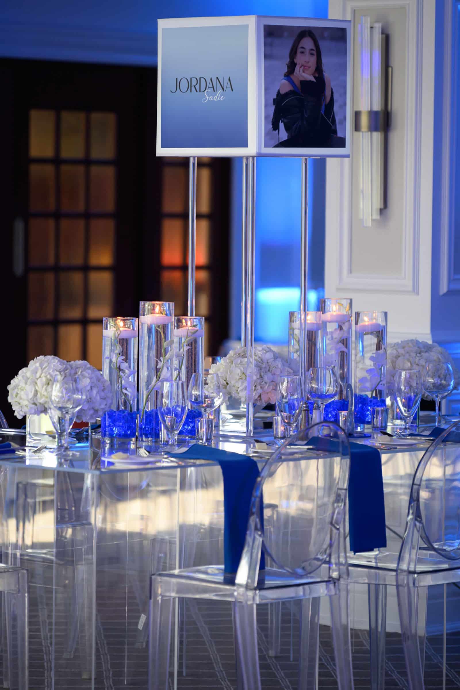 Custom Lampshade Centerpiece with Orchids and Hydrangeas
