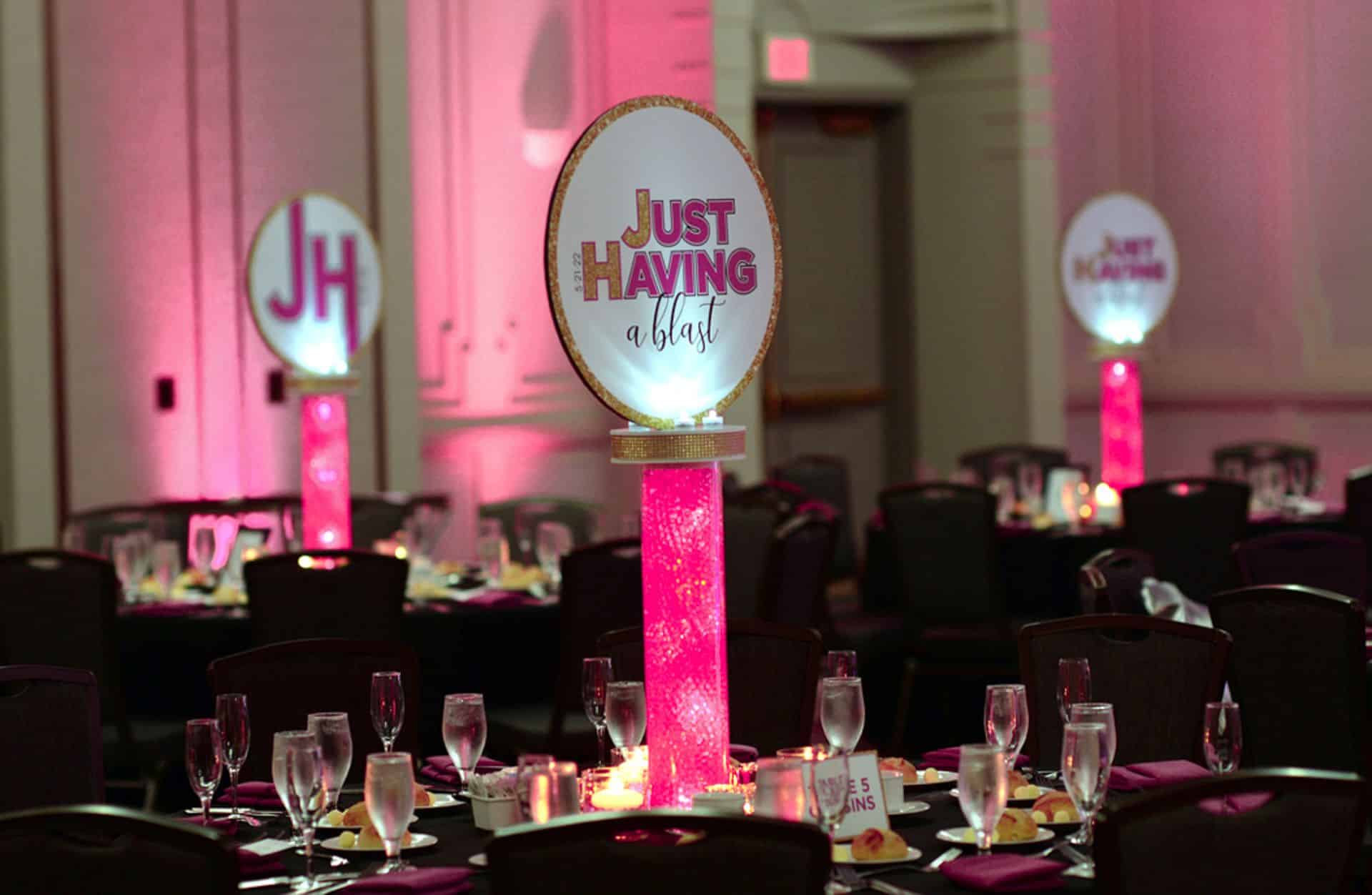 LED Centerpiece with Custom Logo for Bat Mitzvah