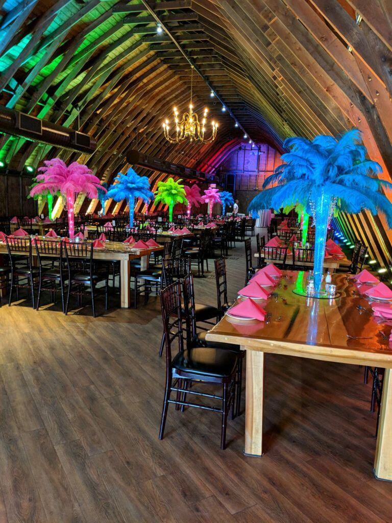 Neon LED Feather Palm Tree Centerpiece