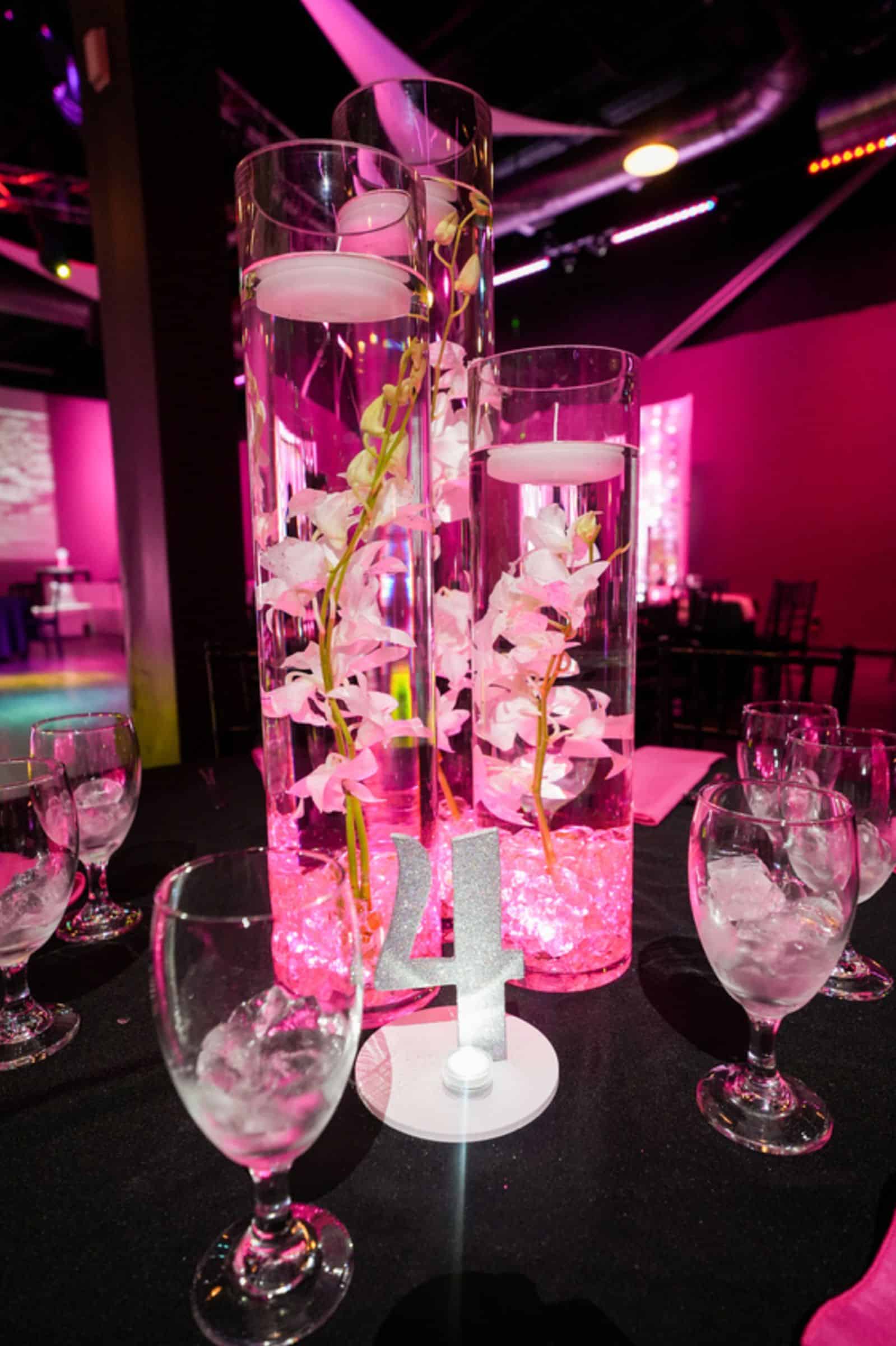 Pink LED Orchid Centerpieces
