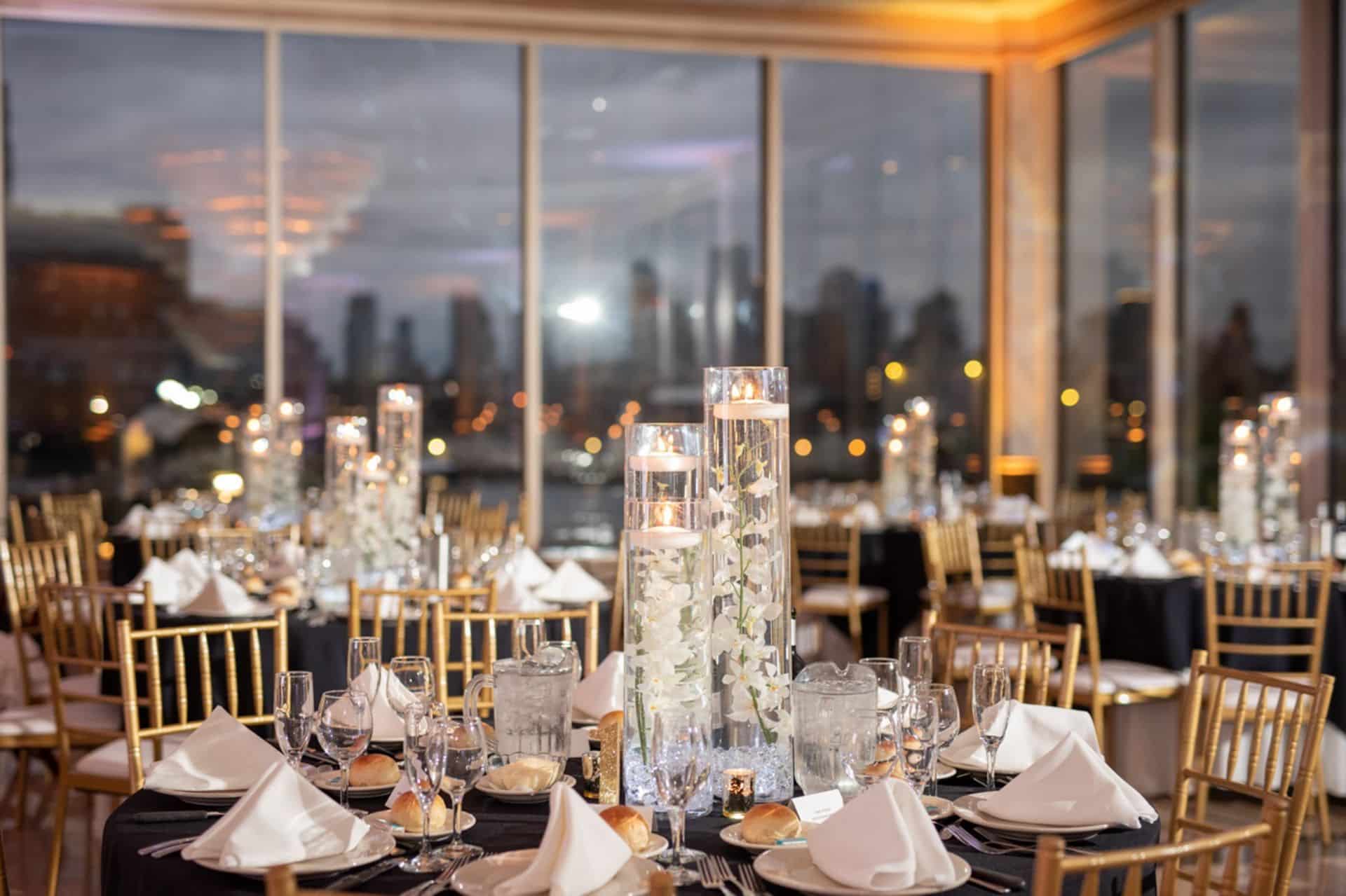 LED Orchid Centerpiece with Floating Candles for Bat Mitzvah