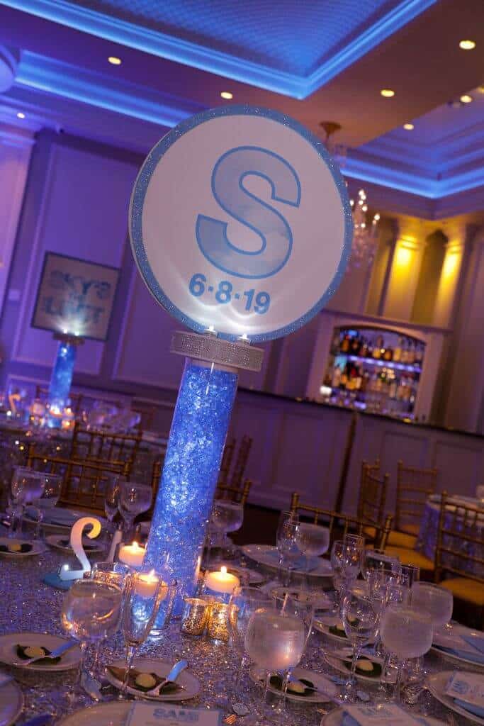 LED Bat Mitzvah Centerpiece with Custom Logo