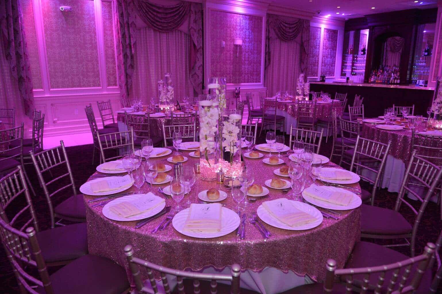LED Orchid Centerpiece with Light Pink Crystal Chips for Bat Mitzvah