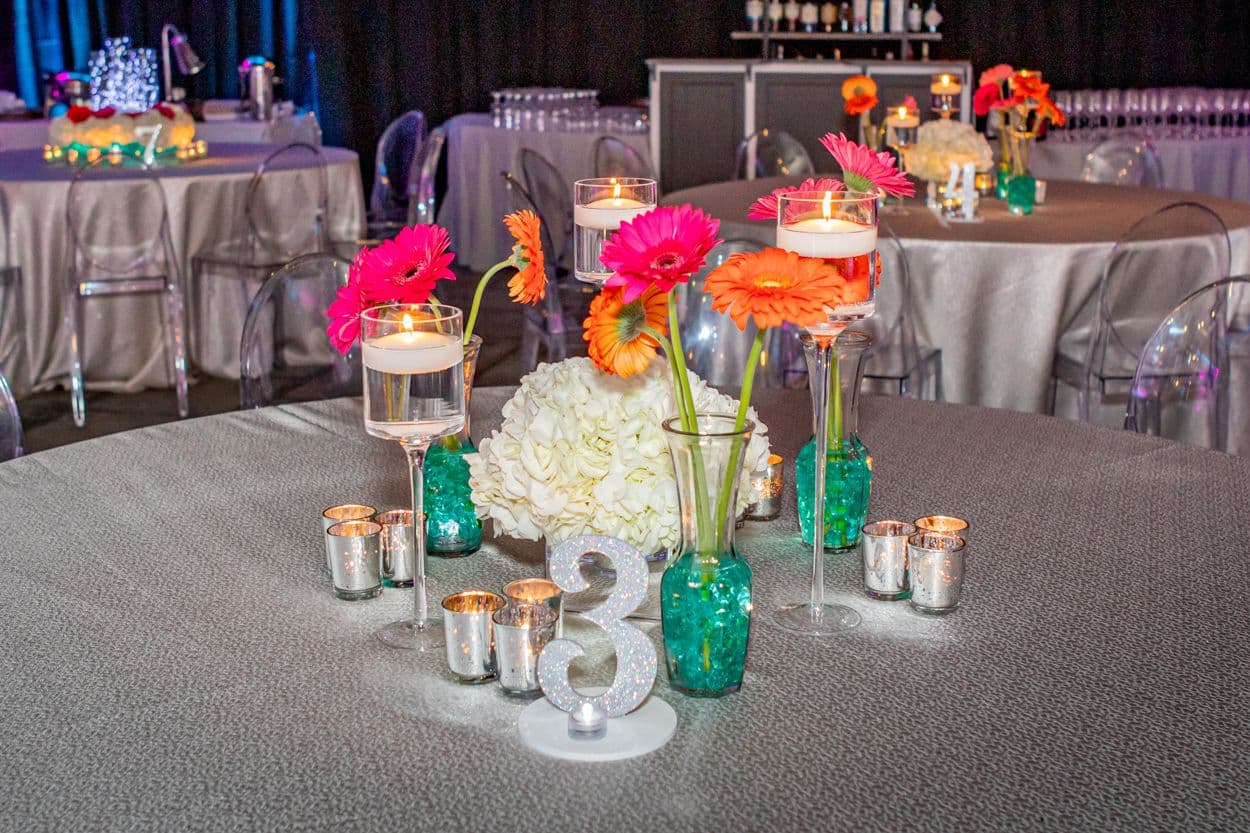 Floral Centerpiece with Gerber Daisy and Hydrangea