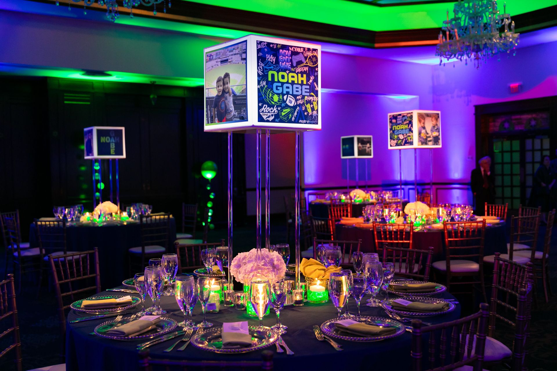 Custom LED Lampshade Centerpiece with Hydrangeas