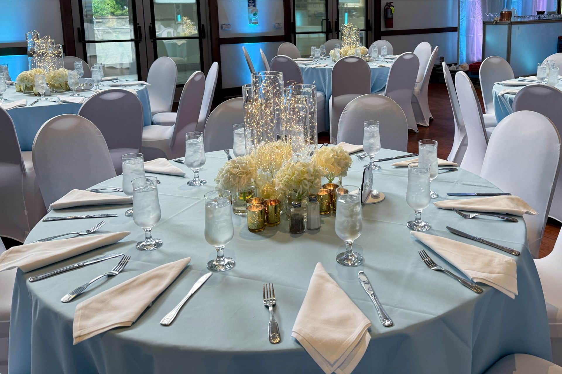 Fairy Light Centerpieces with Hydrangeas