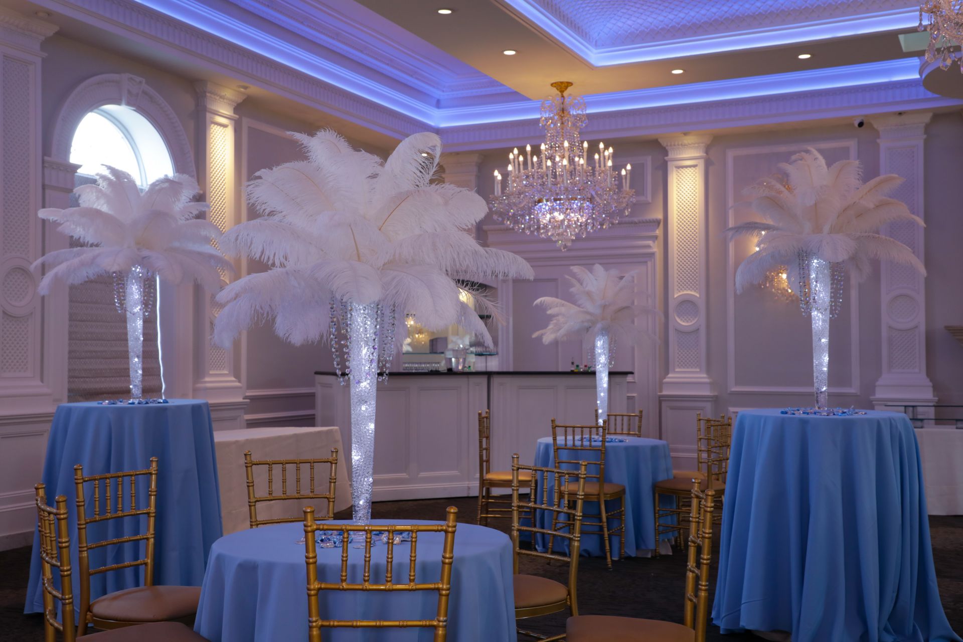 Stunning LED White Feather Tree with Clear Chips and Crystals Centerpiece