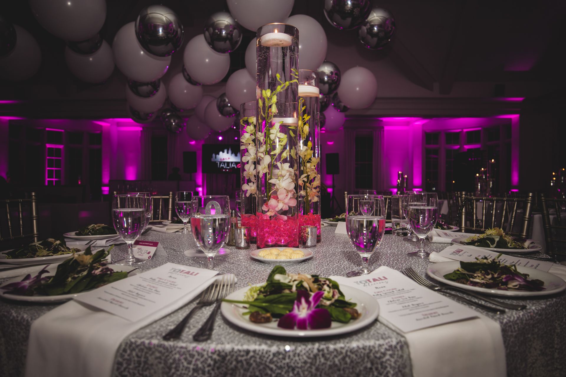 LED Hot Pink Orchid Centerpiece for Bat Mitzvah