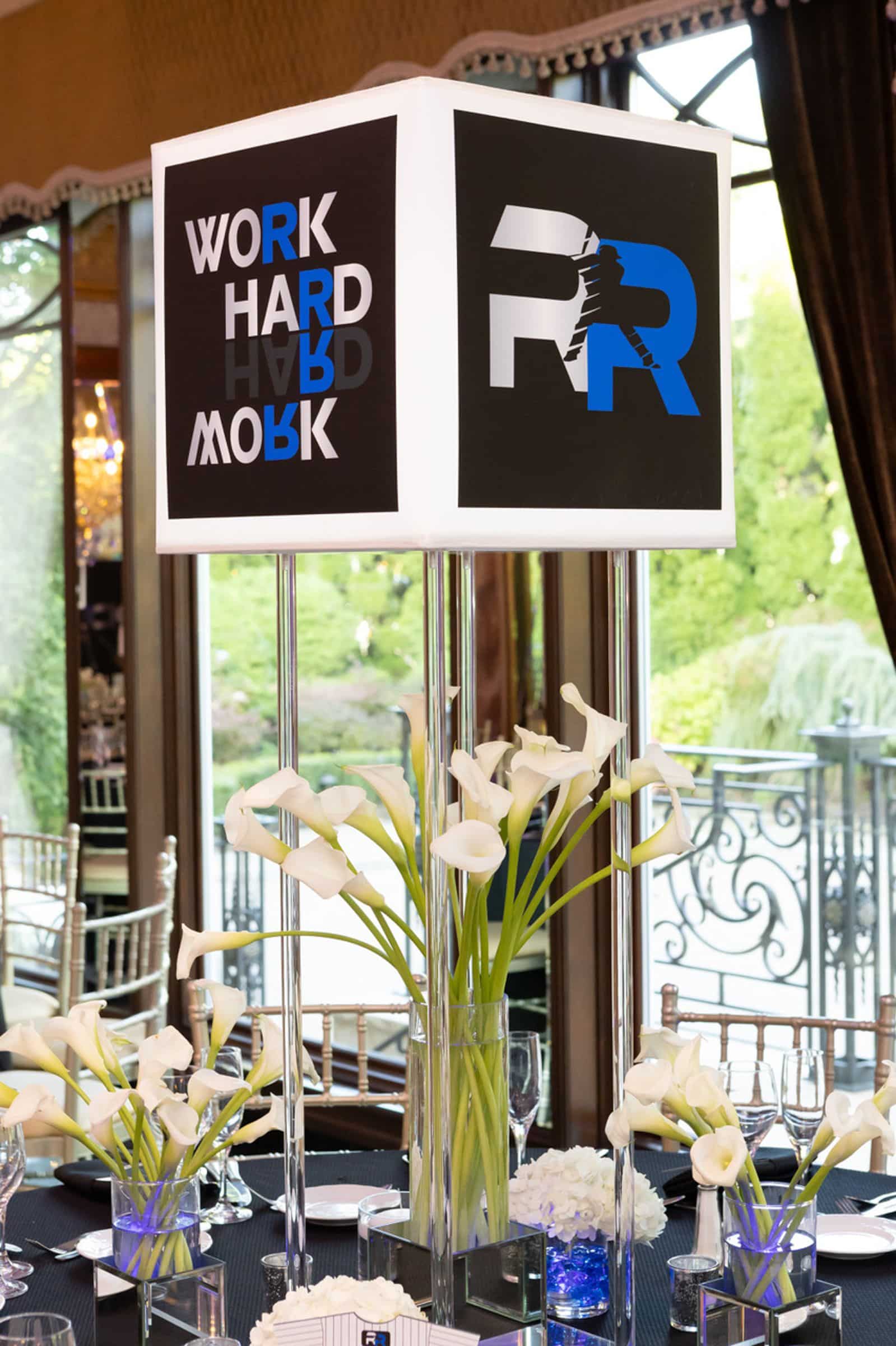 Floral Lampshade Centerpiece with Calla Lilies and Hydrangeas