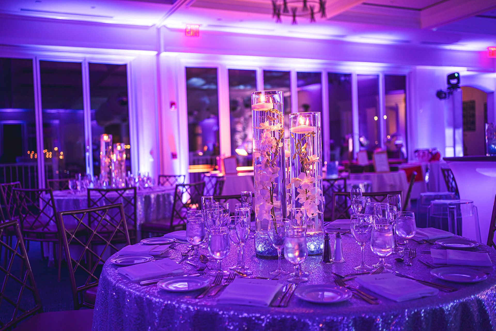 LED Lavender Orchid Centerpiece for Bat Miztvah