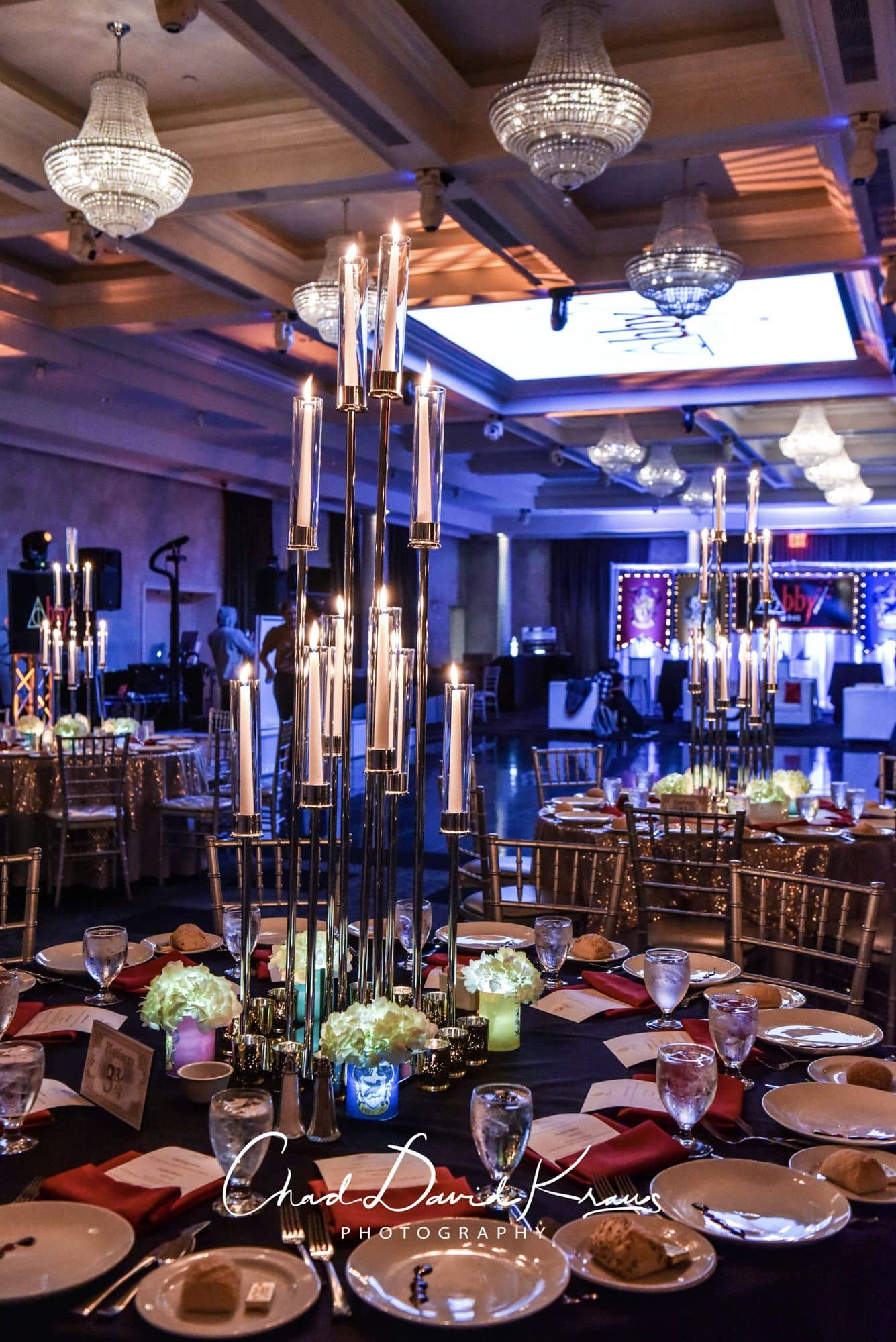 Magnificent Candelabra Centerpiece Harry Potter Themed with Flowers