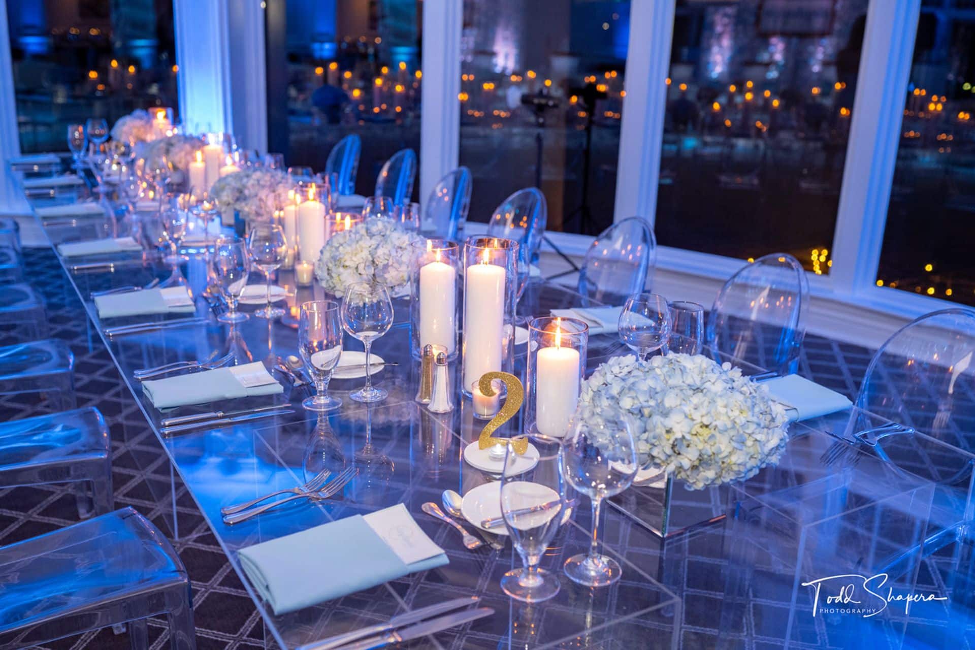 Hydrangeas Centerpieces with Pillar Candles