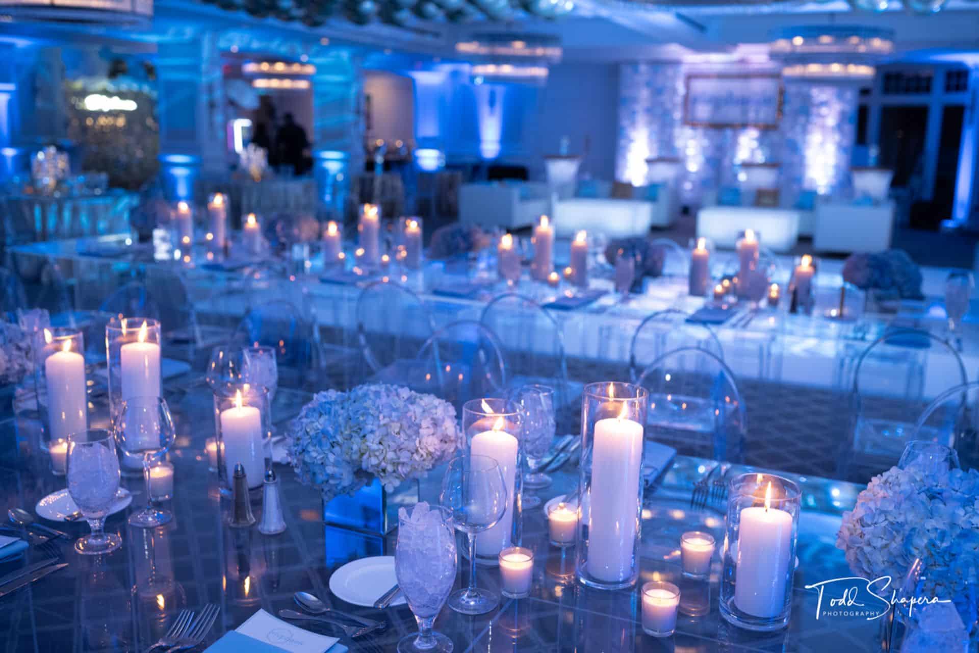 Pillar Candles Centerpieces with Hydrangeas