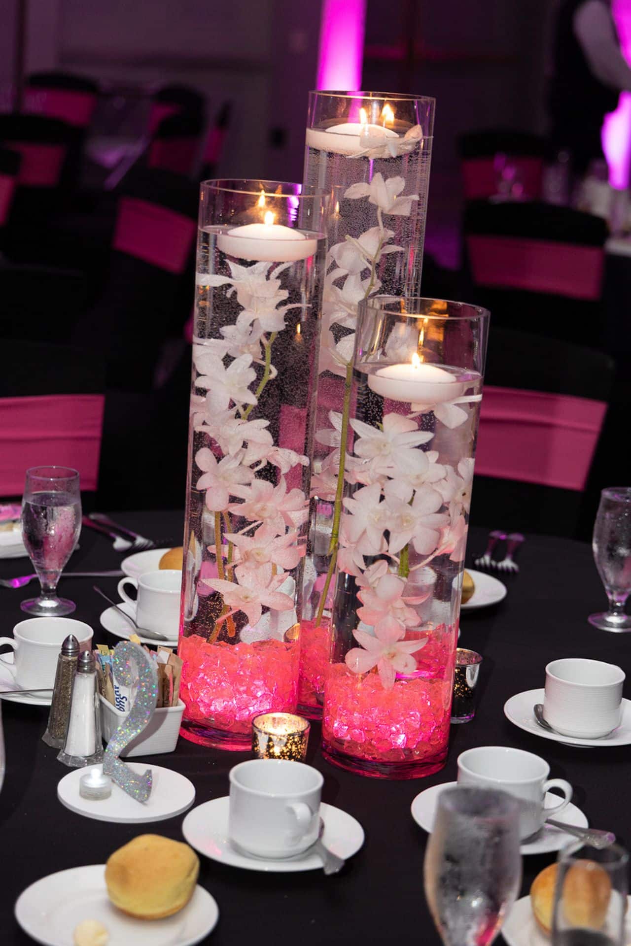 Pink LED Orchid Bat Mitzvah Centerpiece
