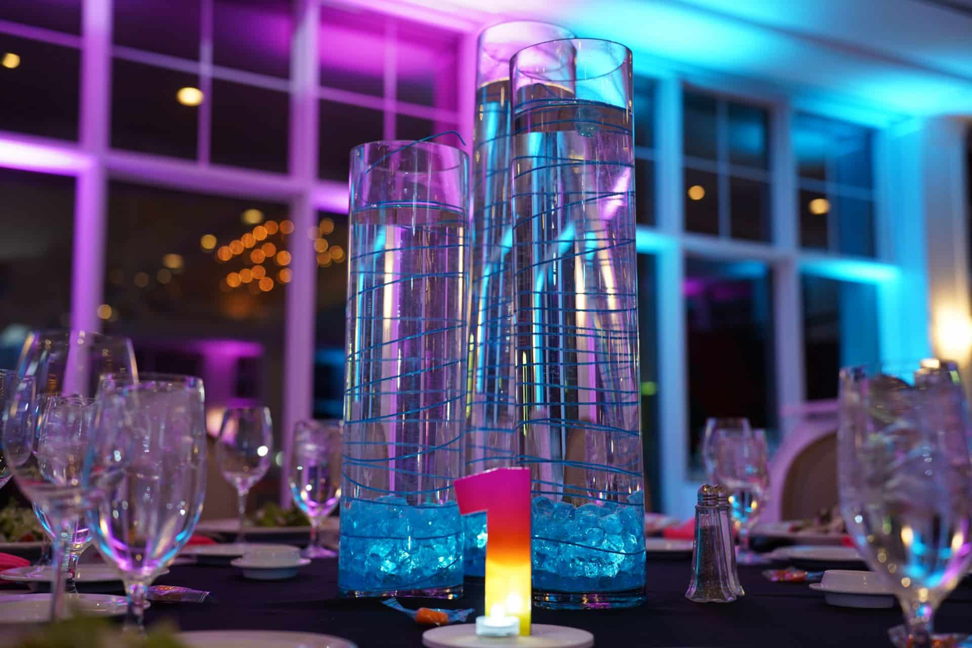 Wire Centerpiece for Neon Party with Custom Table Number
