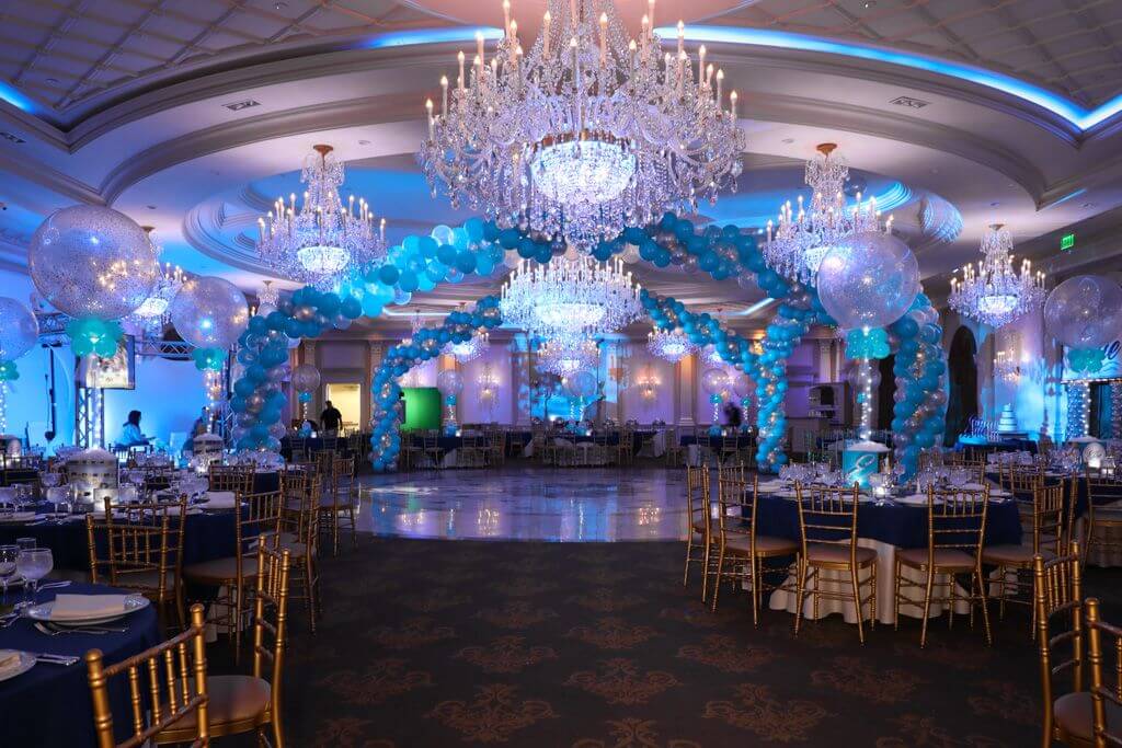 Swim Themed Bat Mitzvah with Balloon Wrap around Dance Floor at The Rockleigh