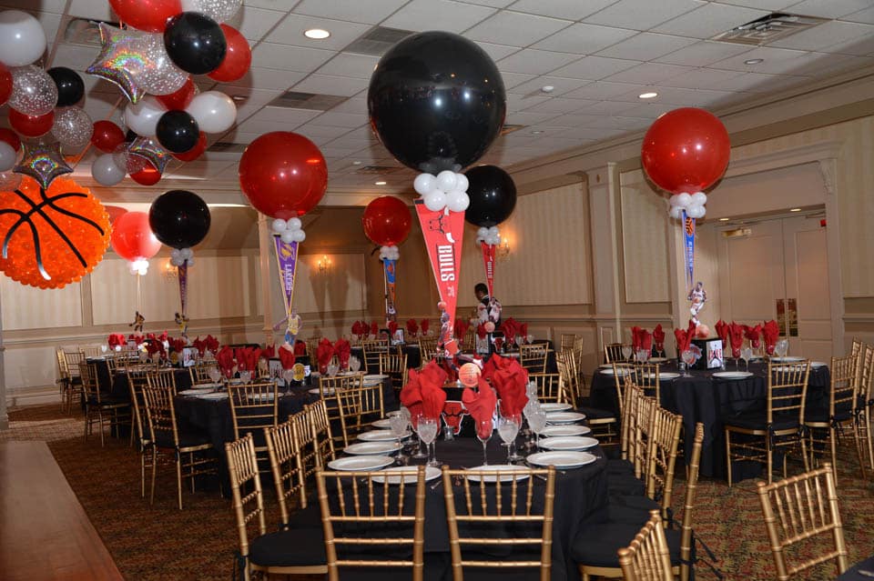 Basketball Themed Bar Mitzvah with Balloons at Town and Country Caterers, Congers