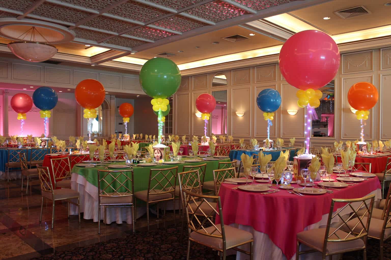 Emoji Themed Bat Mitzvah with Photo Cube Centerpieces and Bright Colored LED Balloons at The Fountainhead
