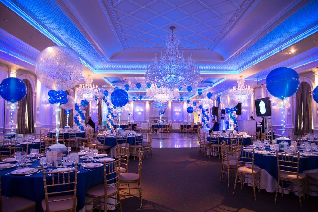 Ski Themed Bar Mitzvah with Gazebo Over Dance Floor, Photo Cube and Balloon Centerpieces at The Rockleigh